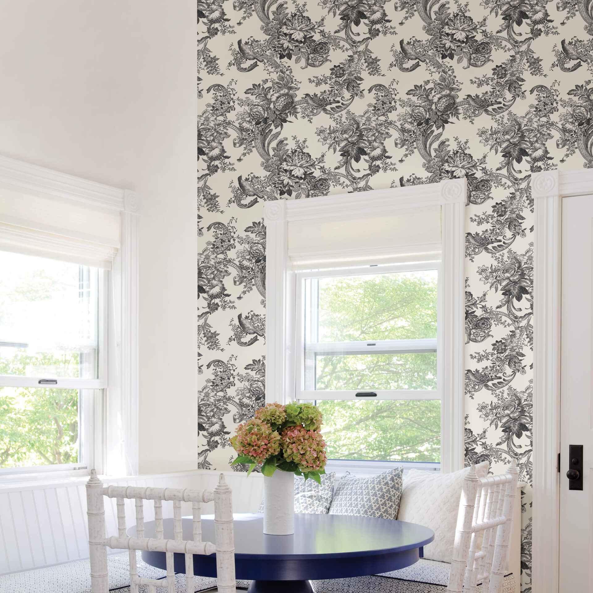 Carmel Black Baroque Florals Wallpaper - York Wallcoverings - 2927-81600 - York Wallcoverings Wallpaper