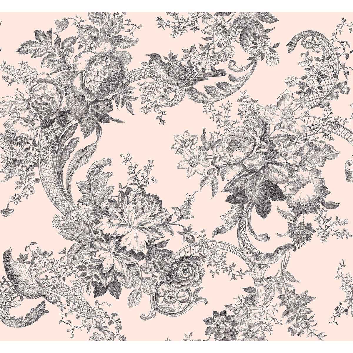 Carmel Blush Baroque Florals Wallpaper - York Wallcoverings - 2927-81601 - York Wallcoverings Wallpaper
