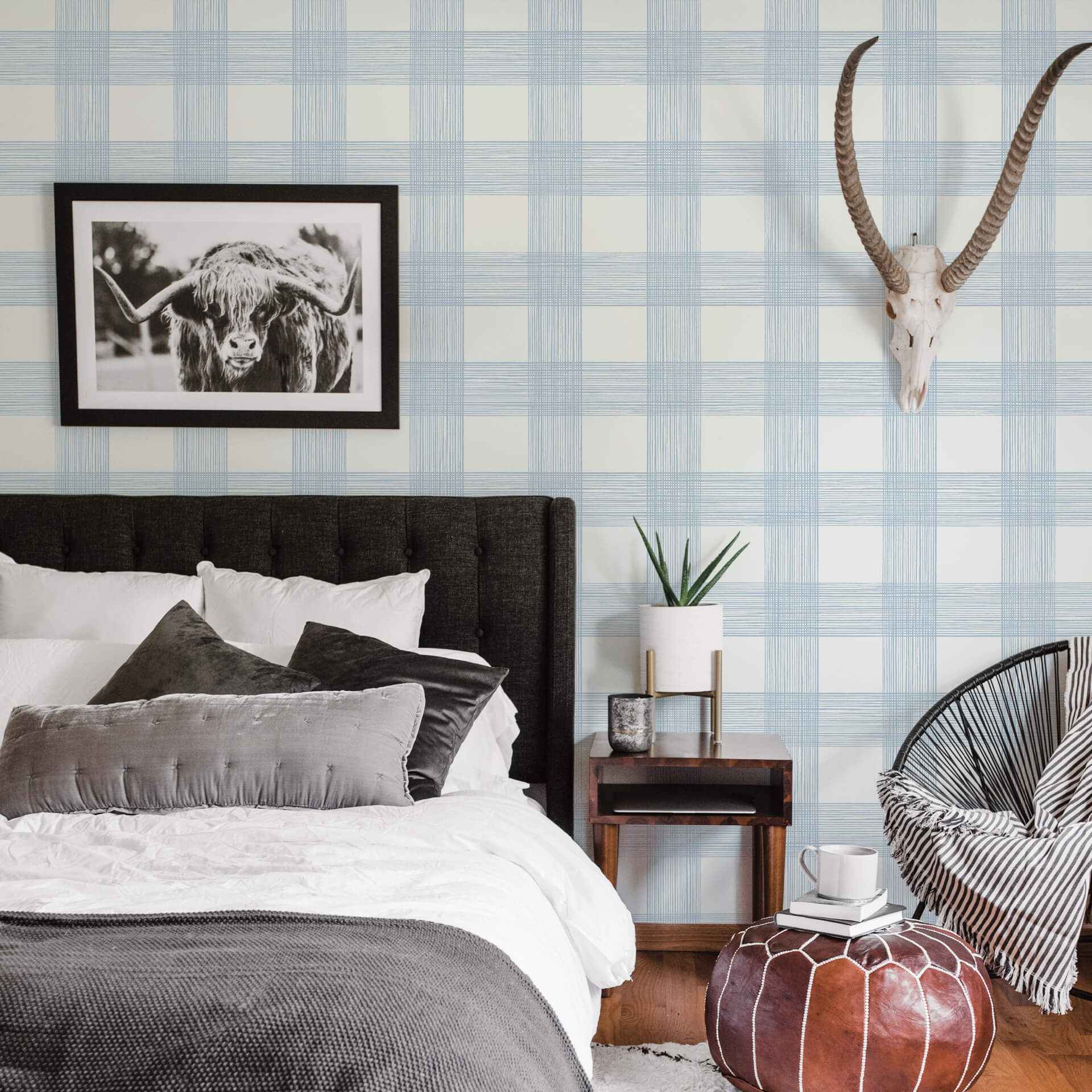 Scarborough Light Blue Striated Plaid Wallpaper - York Wallcoverings - 2927-80912 - York Wallcoverings Wallpaper