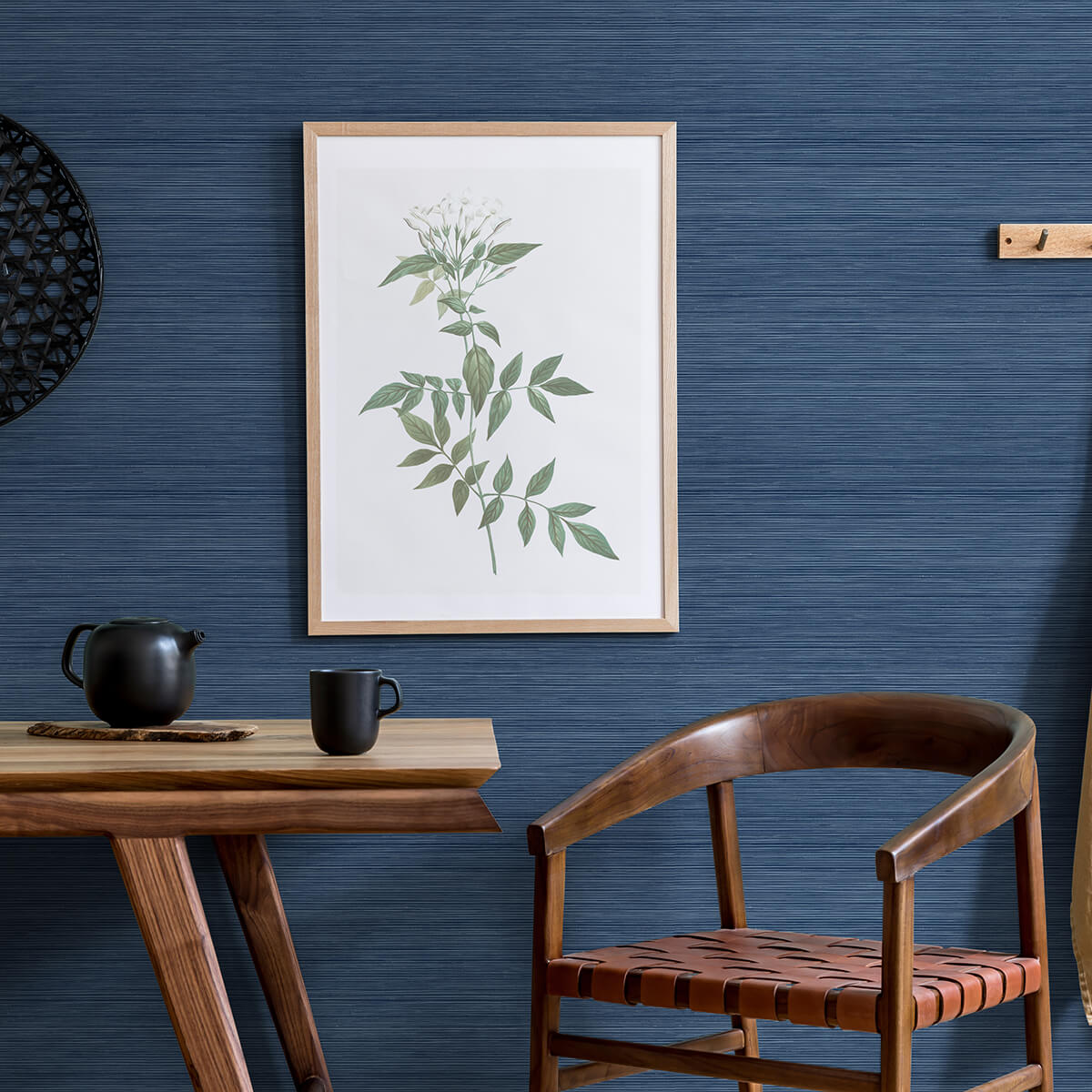 Indigo Crossweave String Peel and Stick Wallpaper - York Wallcoverings - NUS3959 - York Wallcoverings Wallpaper