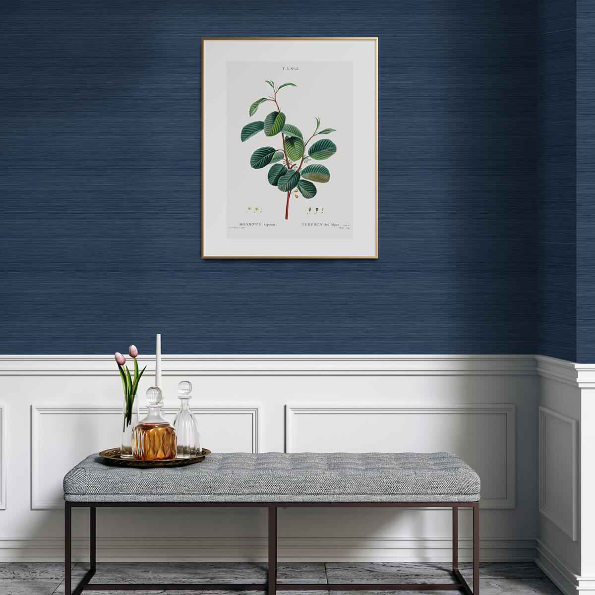 Indigo Crossweave String Peel and Stick Wallpaper - York Wallcoverings - NUS3959