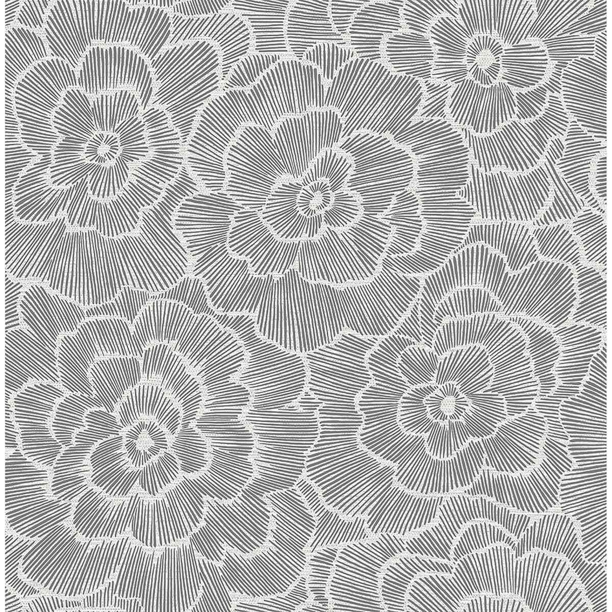 Periwinkle Grey Textured Floral Wallpaper - York Wallcoverings - 2969-26038
