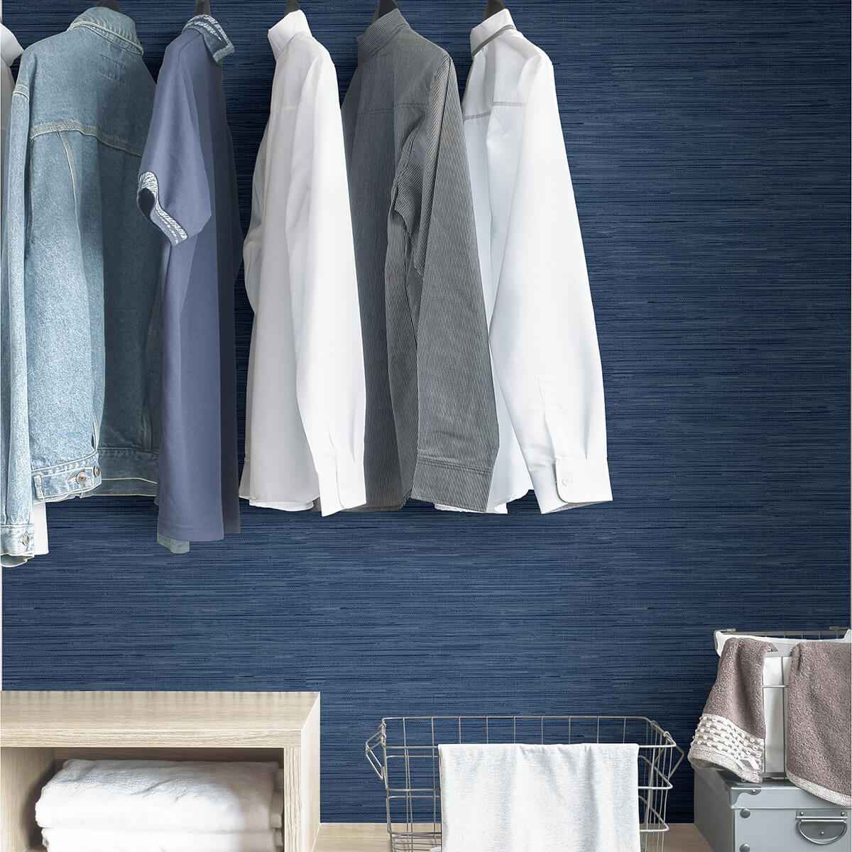Avery Weave Navy Peel & Stick Wallpaper - York Wallcoverings - NHS3837 - York Wallcoverings Wallpaper