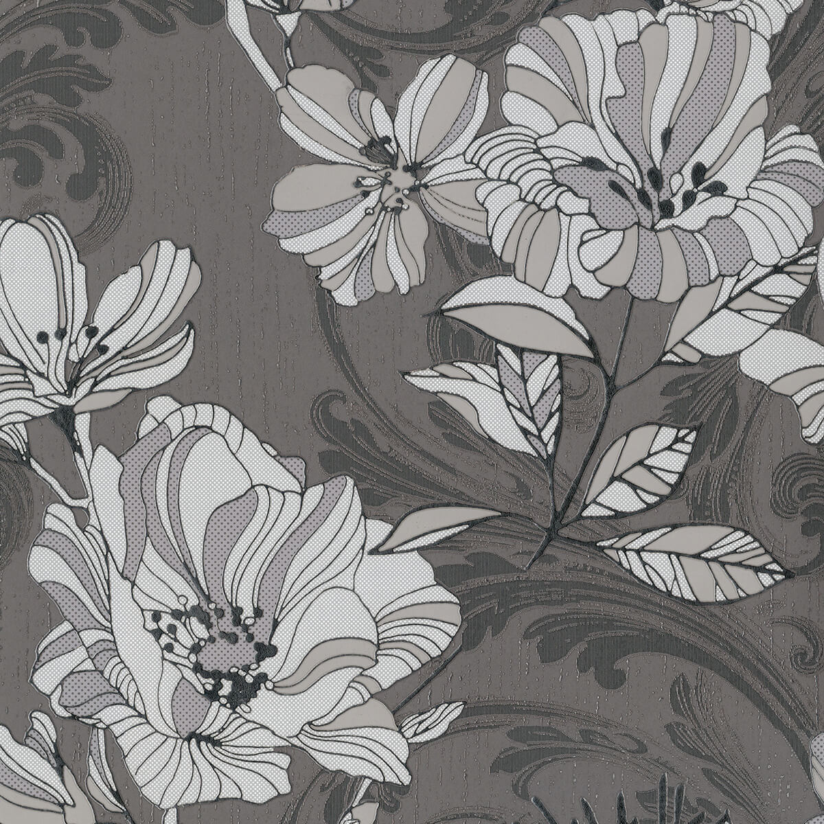 selene-silver-mucha-floral-wallpaper-york-wallcoverings-4019-86401 - York Wallcoverings Papel pintado