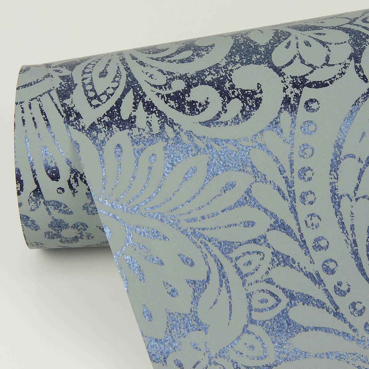 Artemis Sapphire Floral Damask Wallpaper - York Wallcoverings - 4019-86442