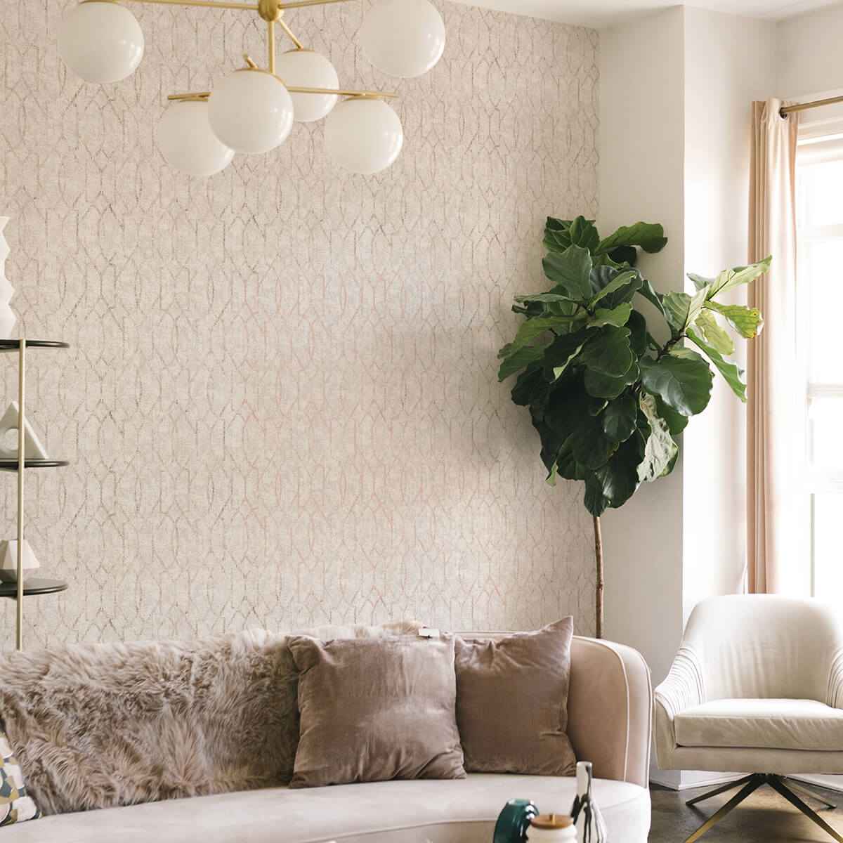 Ziva Rose Gold Trellis Wallpaper - York Wallcoverings - 4019-86451 - York Wallcoverings Wallpaper