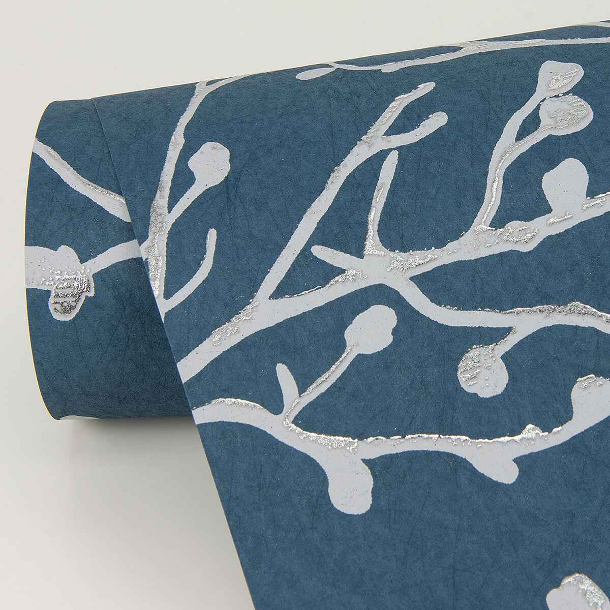 Koura Sapphire Budding Branches Wallpaper - York Wallcoverings - 4019-86455 - York Wallcoverings Wallpaper