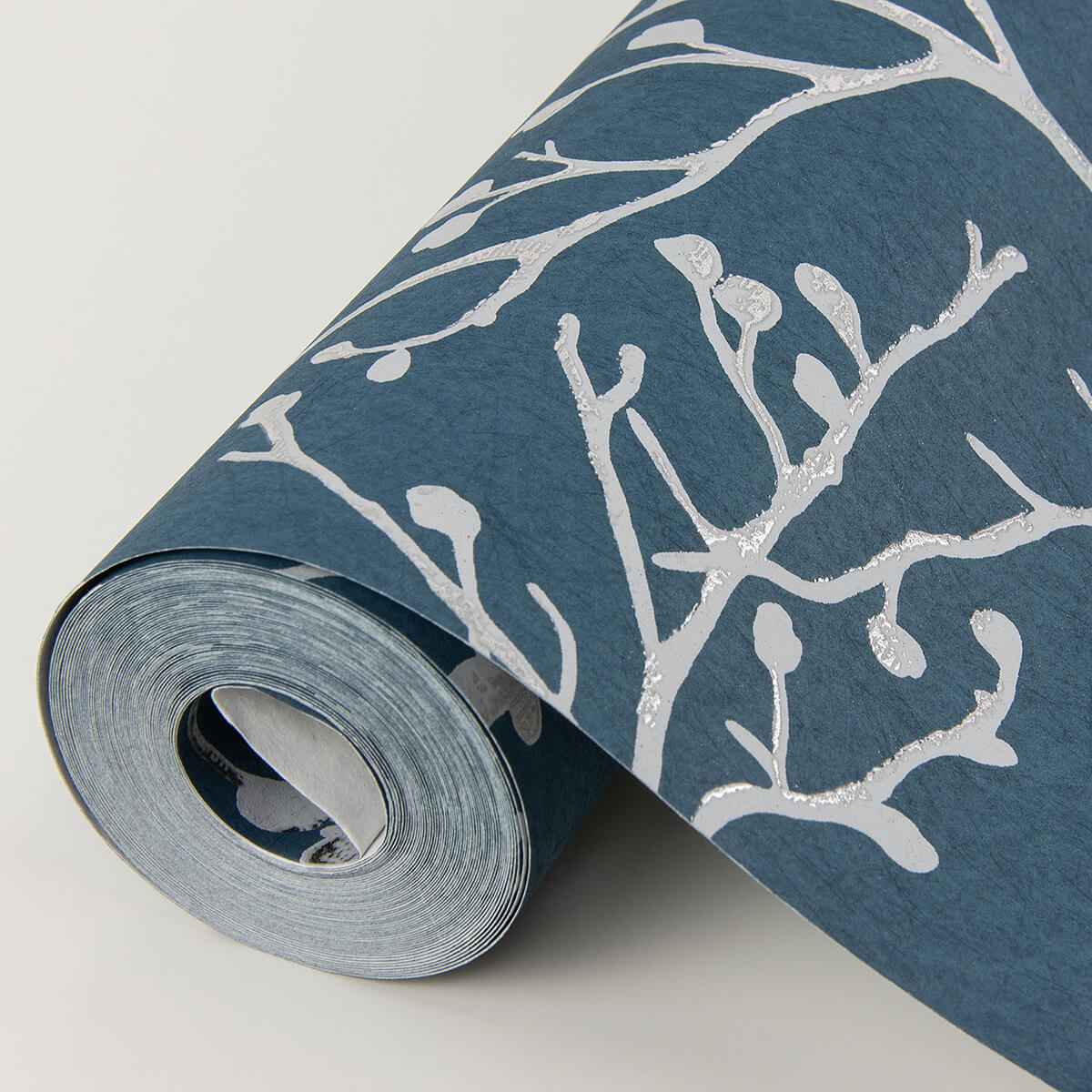 Koura Sapphire Budding Branches Wallpaper - York Wallcoverings - 4019-86455 - York Wallcoverings Wallpaper