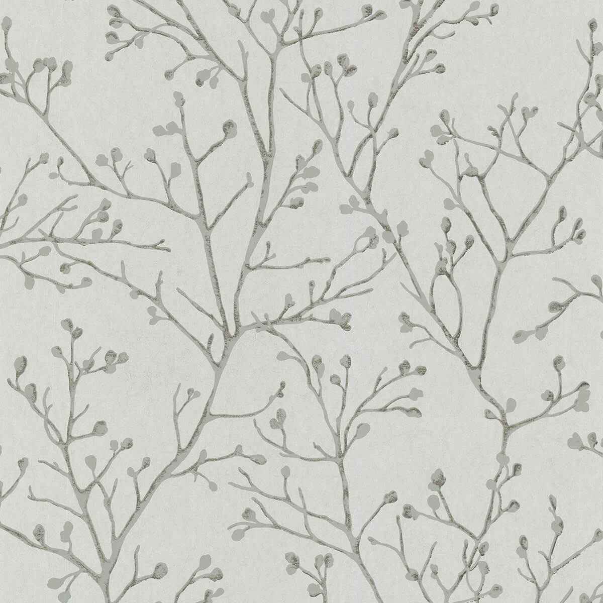 Koura Platinum Budding Branches Wallpaper - York Wallcoverings - 4019-86456 - York Wallcoverings Wallpaper
