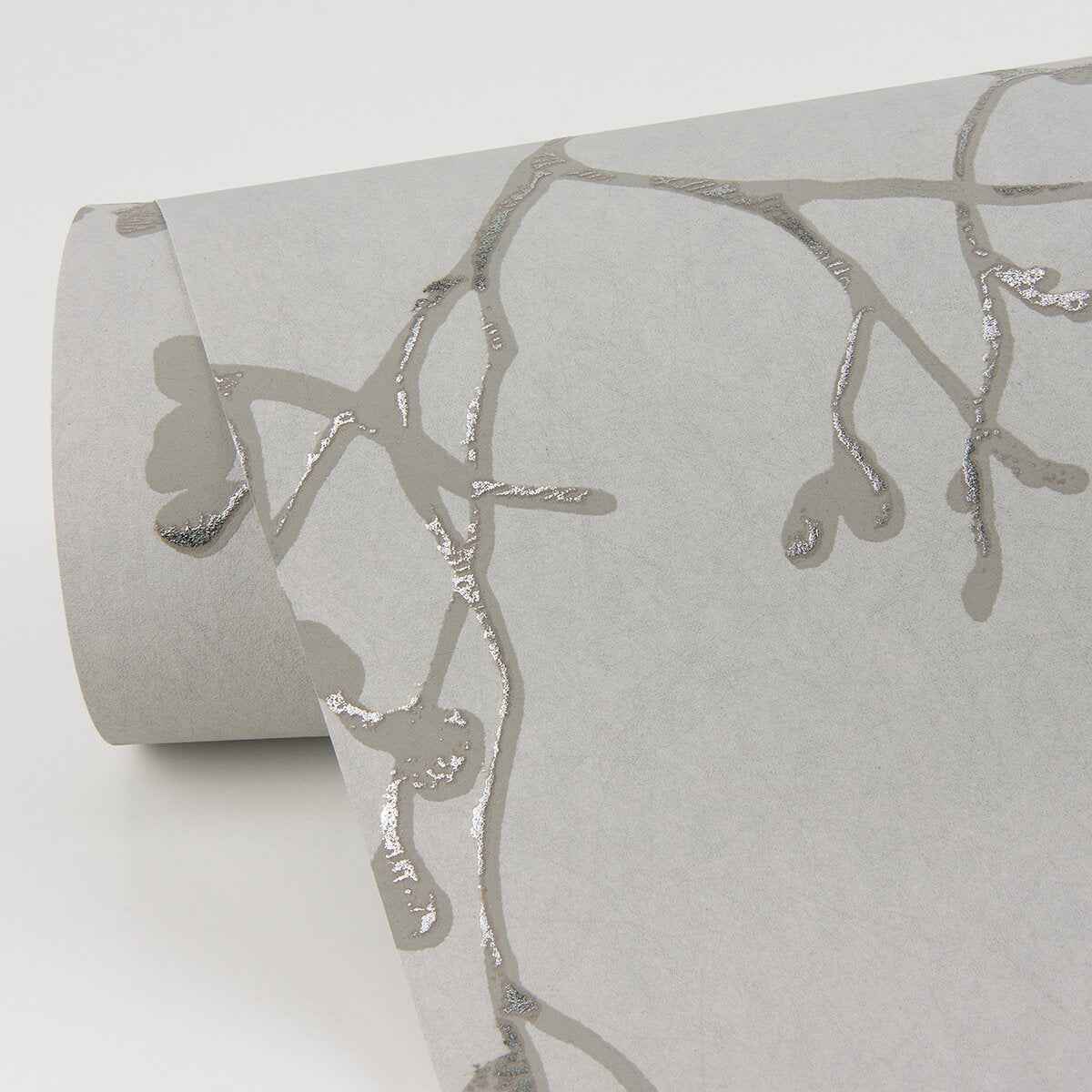 Koura Platinum Budding Branches Wallpaper - York Wallcoverings - 4019-86456