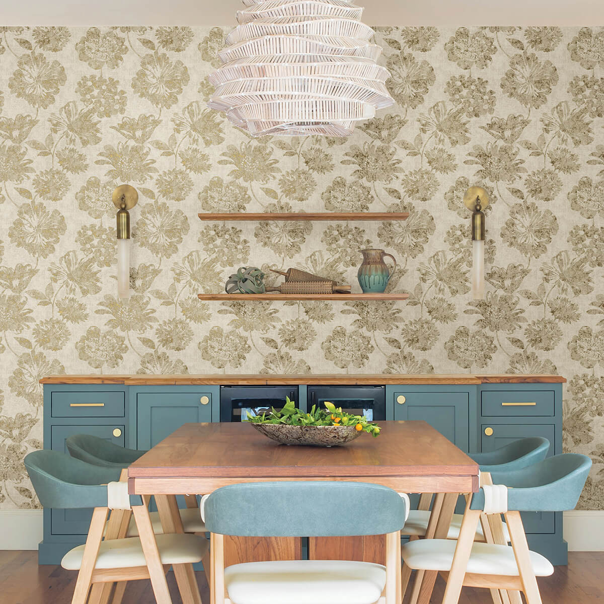 kala-gold-floral-wallpaper-york-wallcoverings-4019-86460 - York Wallcoverings Papel pintado