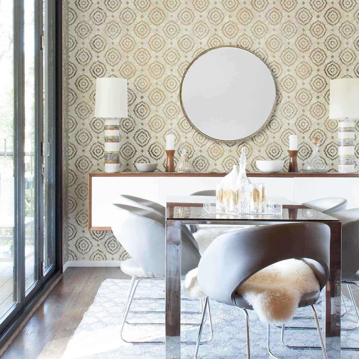Uma Gold Star Medallion Wallpaper - York Wallcoverings - 4019-86463 - York Wallcoverings Wallpaper