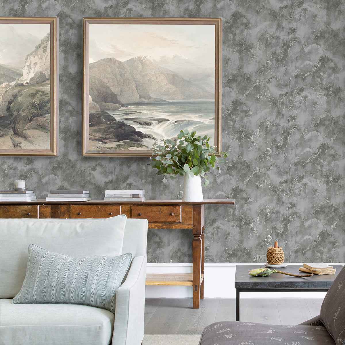 Toula Silver Abstract Wallpaper - York Wallcoverings - 4019-86477 - York Wallcoverings Wallpaper