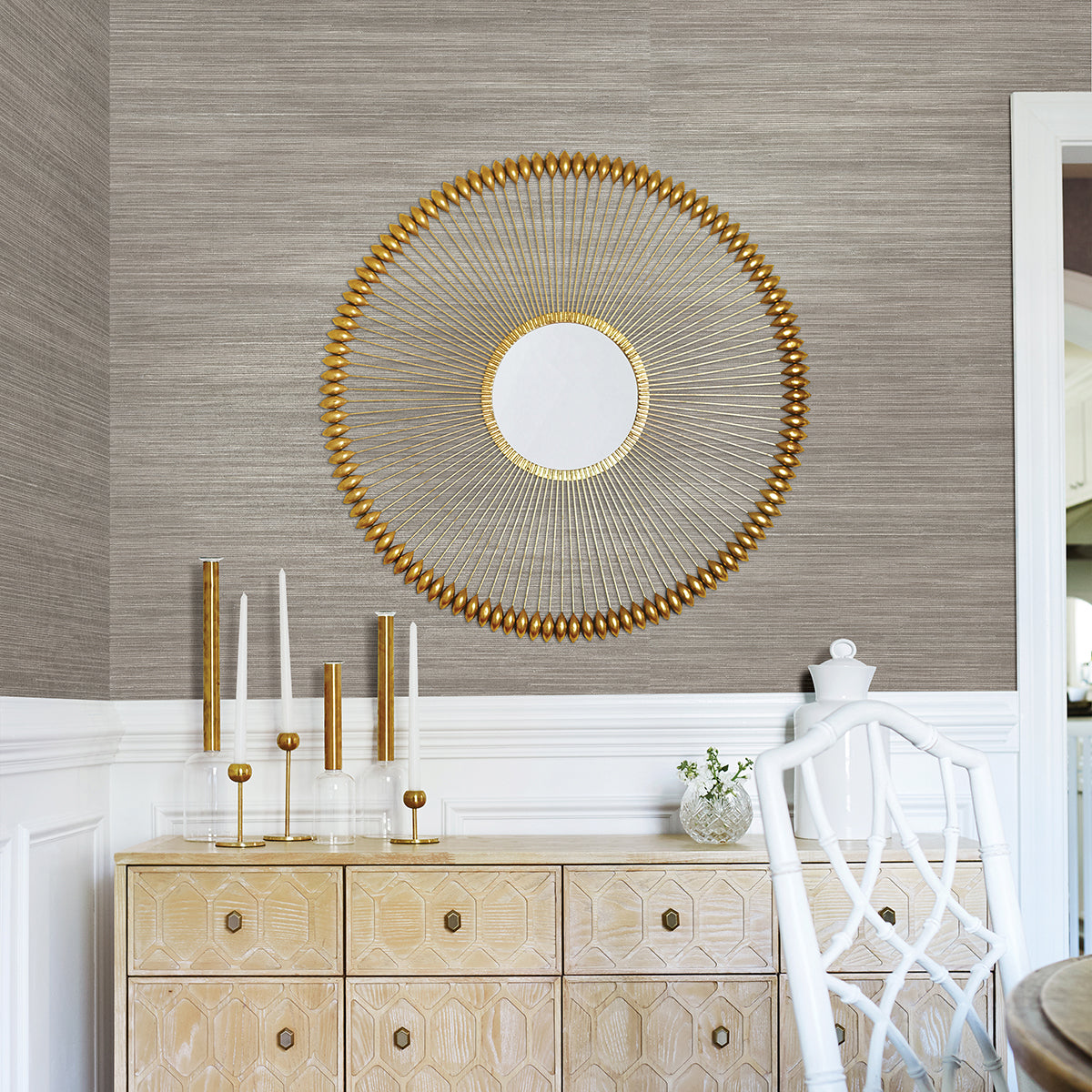 Tagum Grey Grasscloth Wallpaper - York Wallcovering - 2829-80037