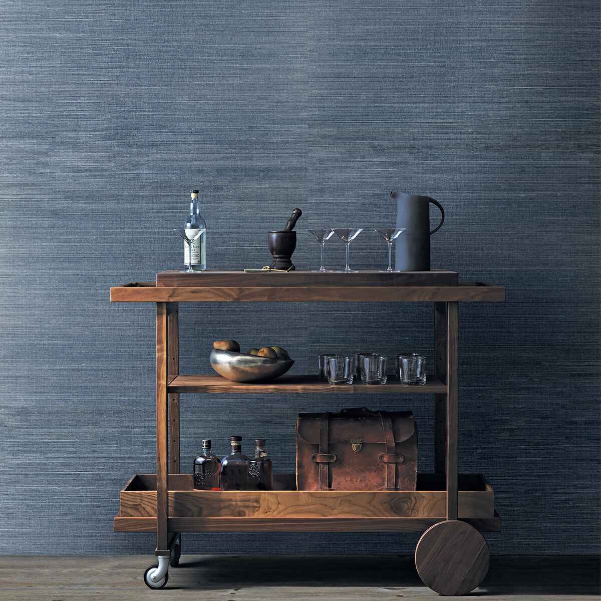 Lamphu Blue Sisal Grasscloth Wallpaper - York Wallcoverings - 2829-82026 - York Wallcoverings Wallpaper