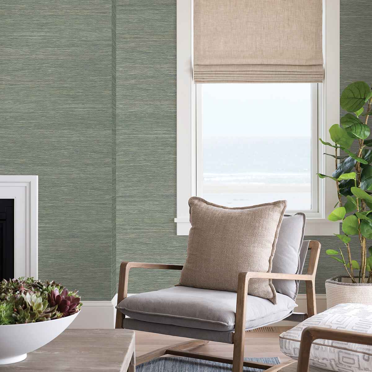 Batad Green Grasscloth Wallpaper - York Wallcoverings - 2829-82037 - York Wallcoverings Wallpaper