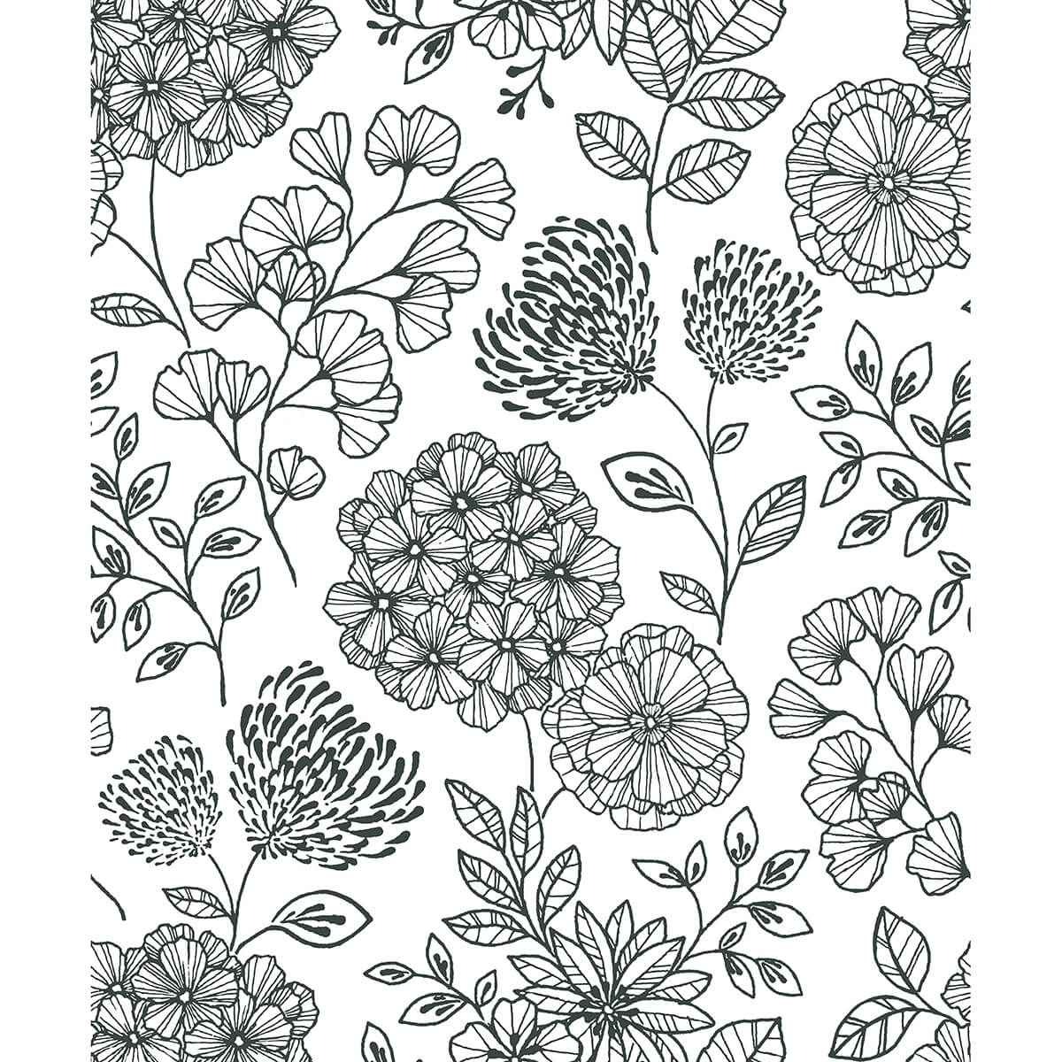 Ada Black Floral Wallpaper - York Wallcoverings - 2975-26203 - York Wallcoverings Wallpaper
