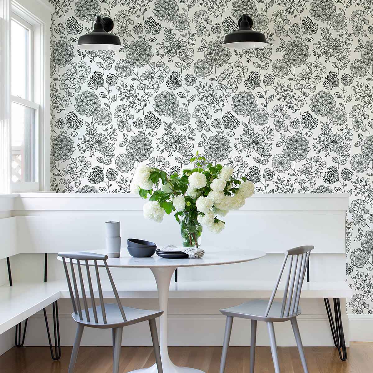 Ada Black Floral Wallpaper - York Wallcoverings - 2975-26203 - York Wallcoverings Wallpaper