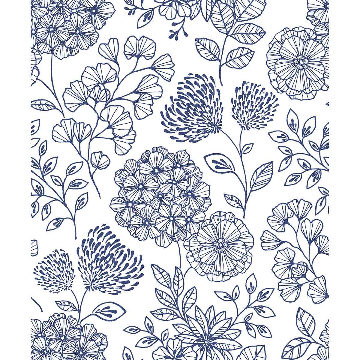 Ada Blue Floral Wallpaper - York Wallcoverings - 2975-26205 - York Wallcoverings Wallpaper