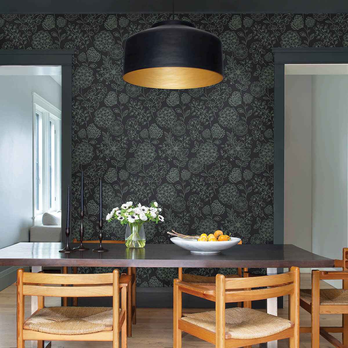 Ada Charcoal Floral Wallpaper - York Wallcoverings - 2975-26206 - York Wallcoverings Wallpaper