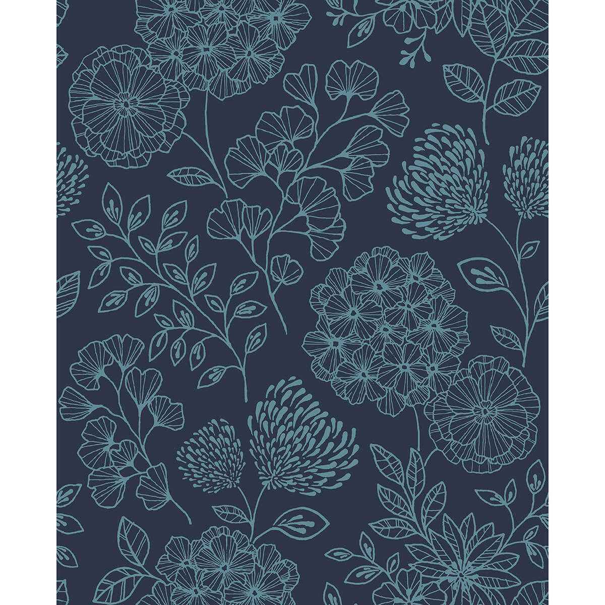 Ada Indigo Floral Wallpaper - York Wallcoverings - 2975-26207 - York Wallcoverings Wallpaper