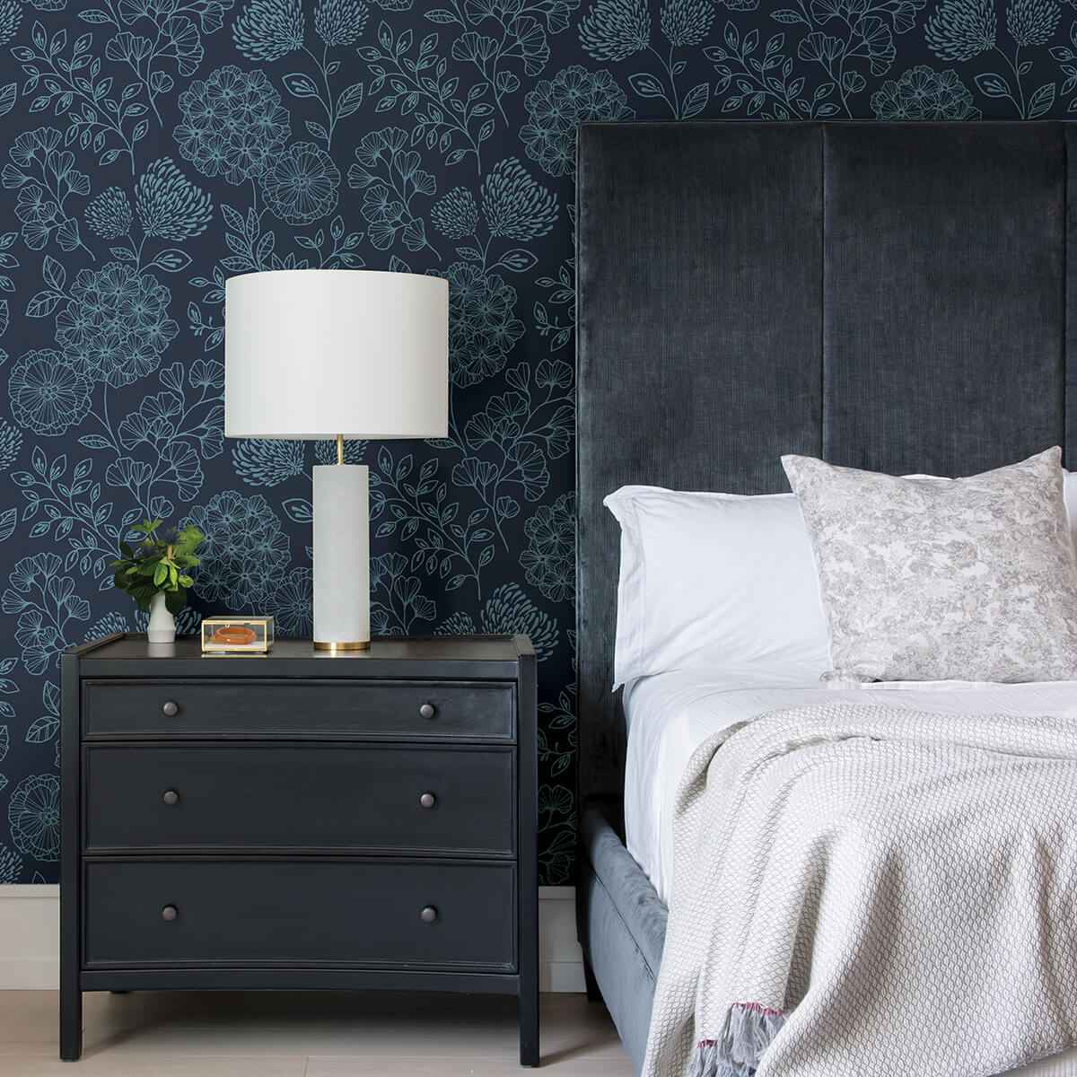 Ada Indigo Floral Wallpaper - York Wallcoverings - 2975-26207 - York Wallcoverings Wallpaper