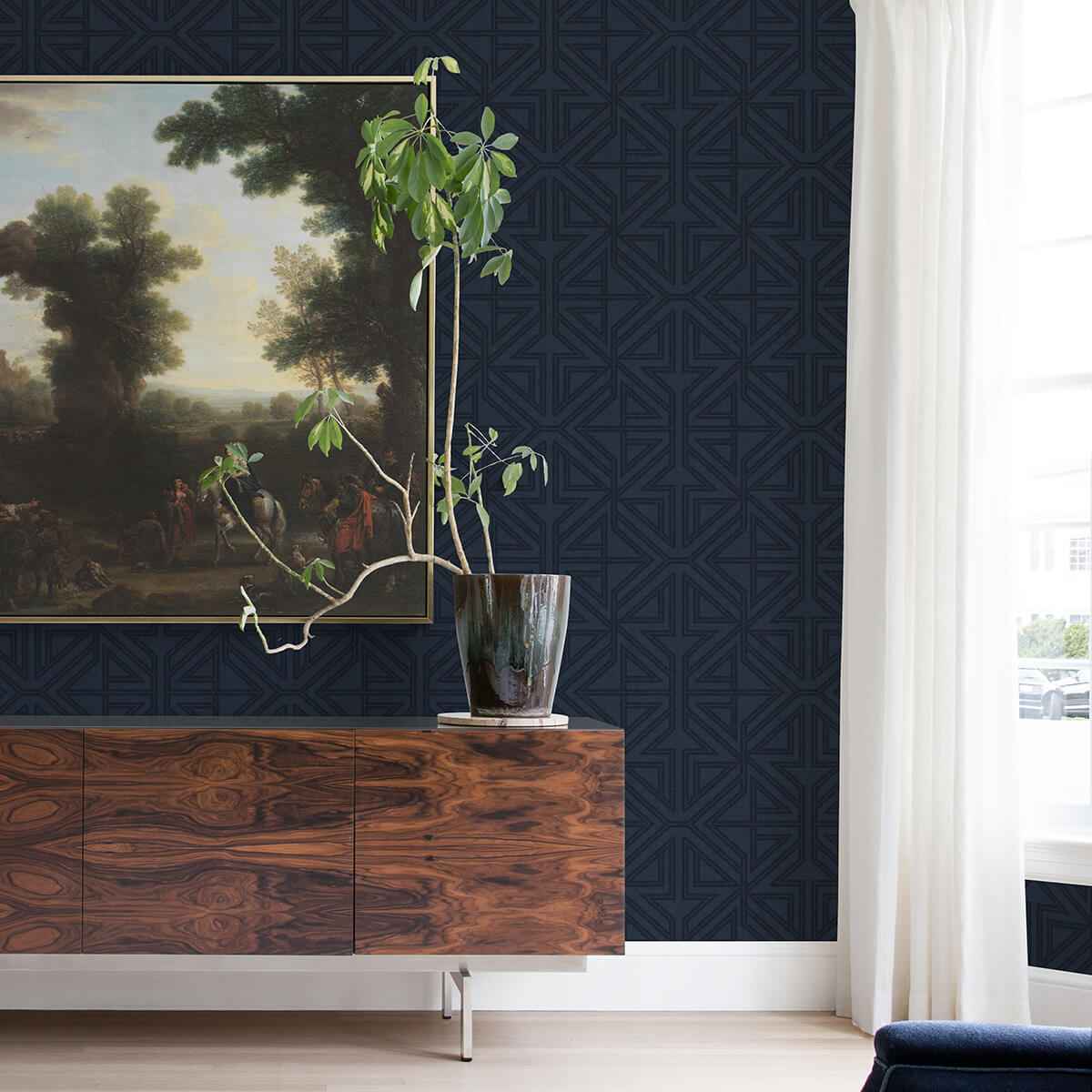 Kachel Indigo Geometric Wallpaper - York Wallcoverings - 2975-26226 - York Wallcoverings Wallpaper