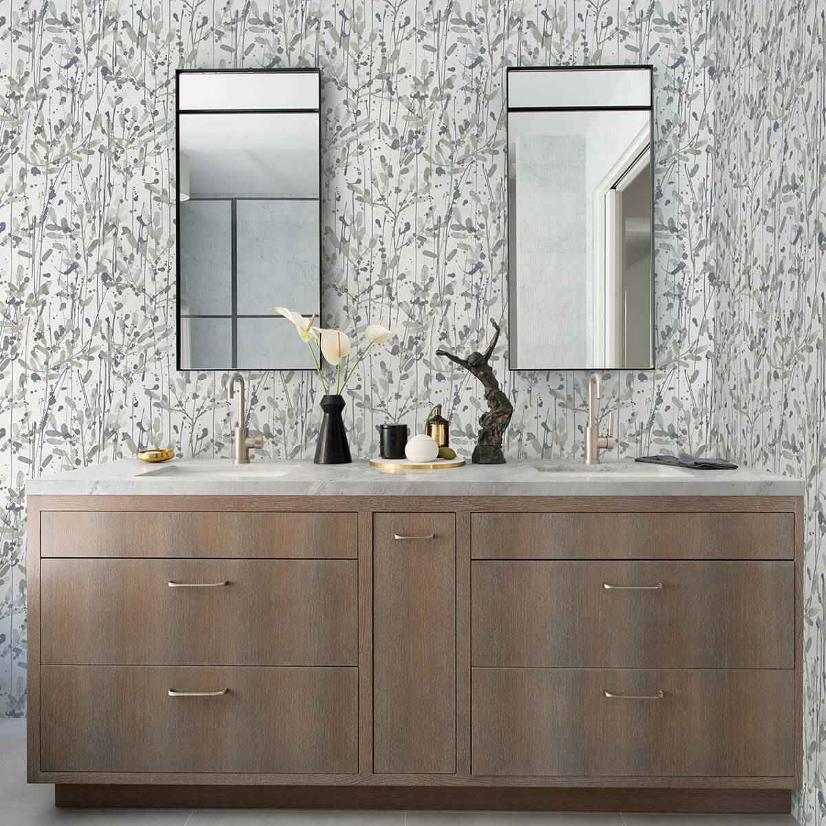 Leandra Grey Floral Trail Wallpaper - York Wallcoverings - 2975-26238 - York Wallcoverings Wallpaper