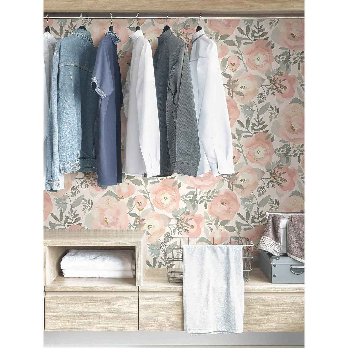 Rose Peachy Keen Peel and Stick Wallpaper - York Wallcoverings - NUS3829 - York Wallcoverings Wallpaper