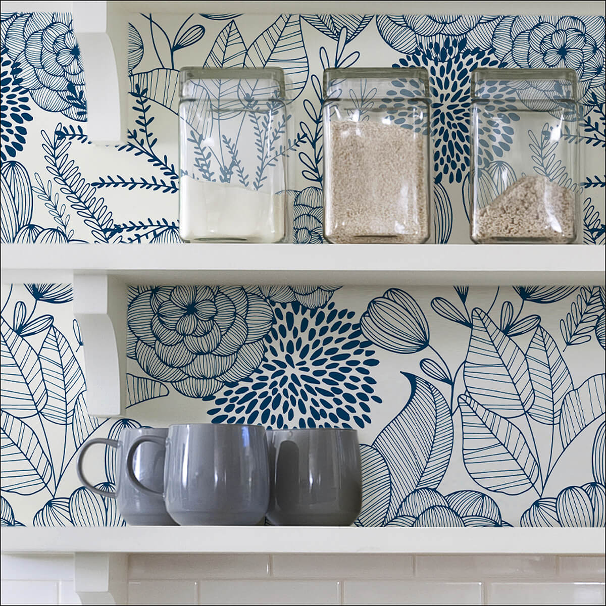 navy-secret-garden-peel-and-stick-wallpaper-york-wallcoverings-nus3830 - York Wallcoverings Wallpaper
