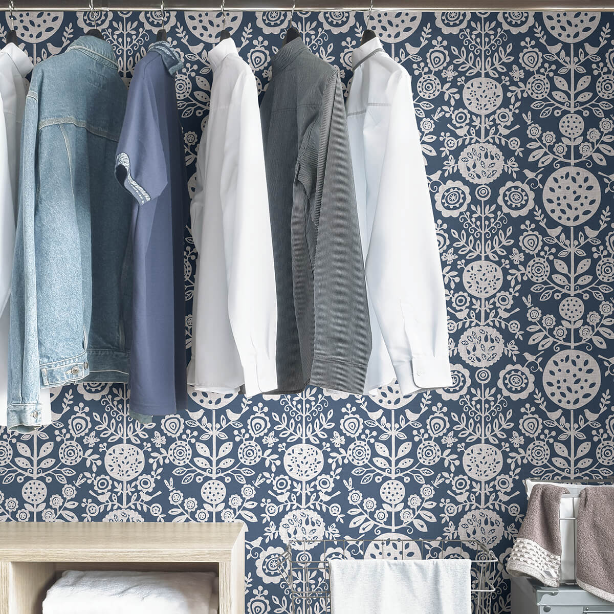 Navy Anya Peel & Stick Wallpaper - York Wallcoverings - NUS4031 - York Wallcoverings Wallpaper