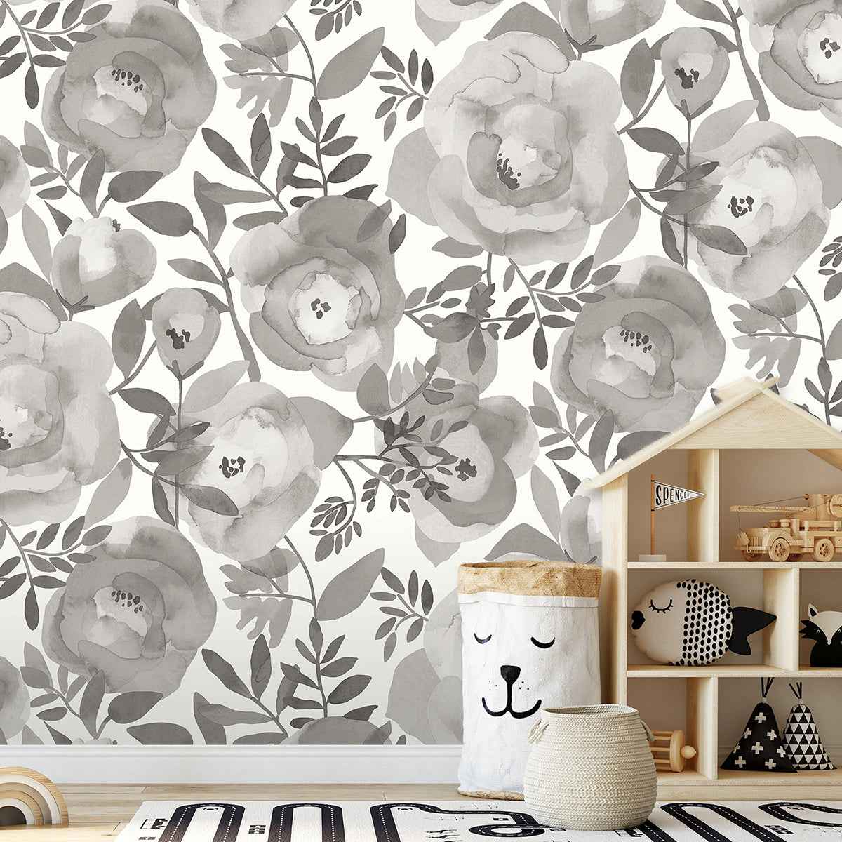 Blooming Floral Dove Grey Wall Mural - York Wallcoverings - ASTM3906 - York Wallcoverings Wallpaper