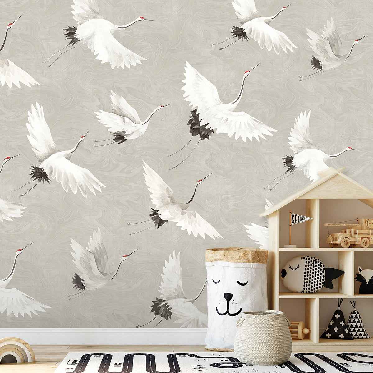 Crane You Later Dove Grey Wall Mural - York Wallcoverings - ASTM3909 - York Wallcoverings Wallpaper