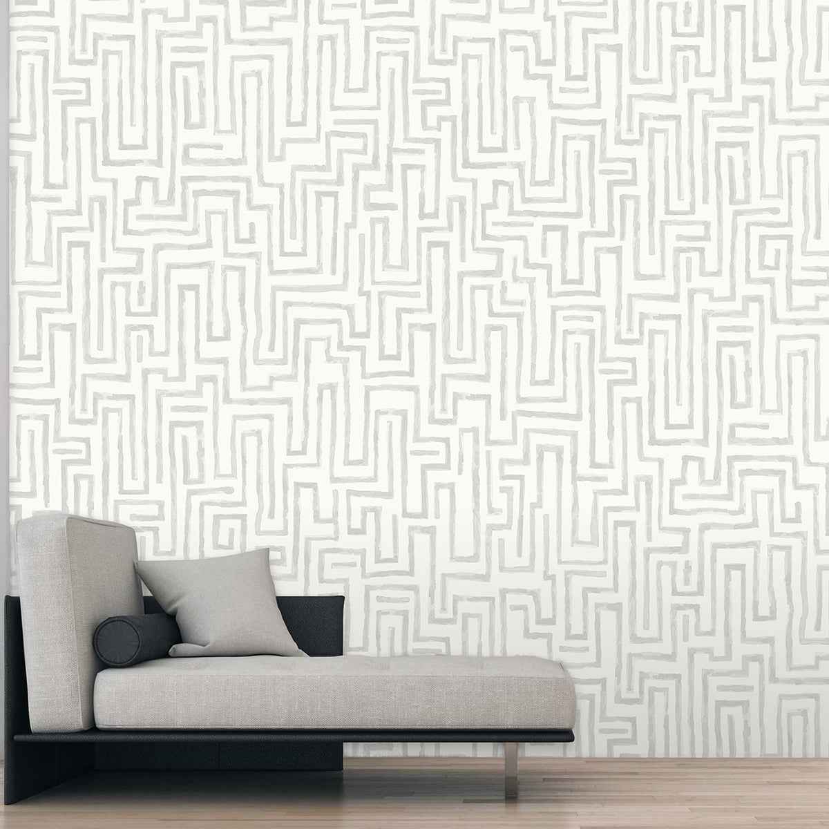 Maze Dove Grey Wall Mural - York Wallcoverings - ASTM3912 - York Wallcoverings Wallpaper
