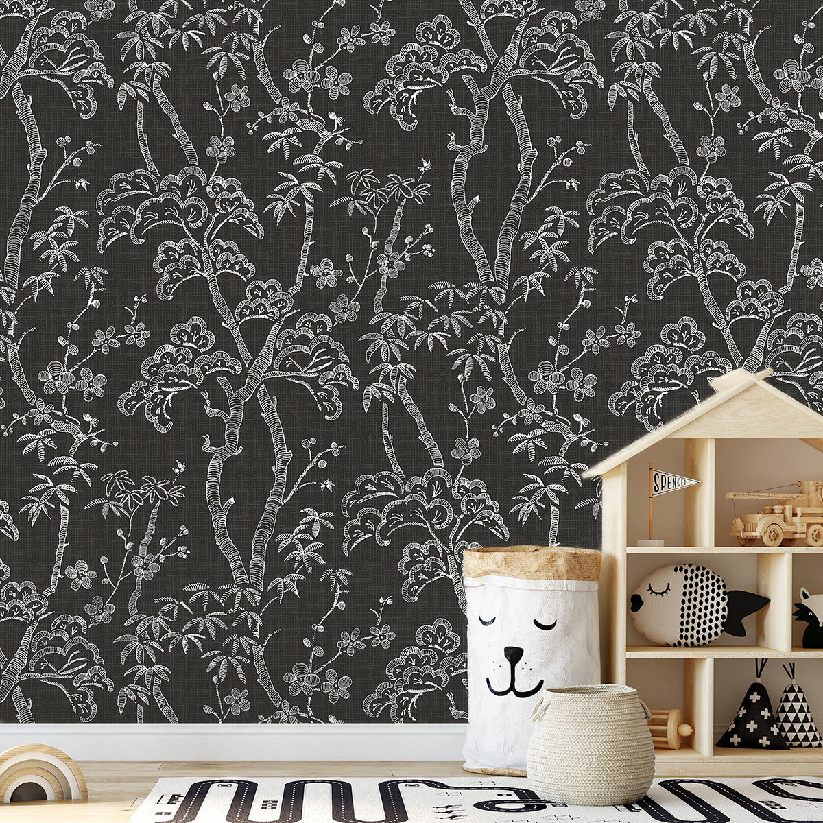 storybook-forest-charcoal-grey-wall-mural-york-wallcoverings-astm3919 - York Wallcoverings Wallpaper
