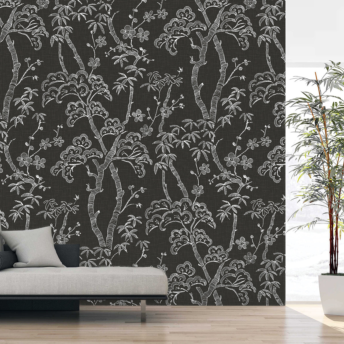 storybook-forest-charcoal-grey-wall-mural-york-wallcoverings-astm3919 - York Wallcoverings Wallpaper