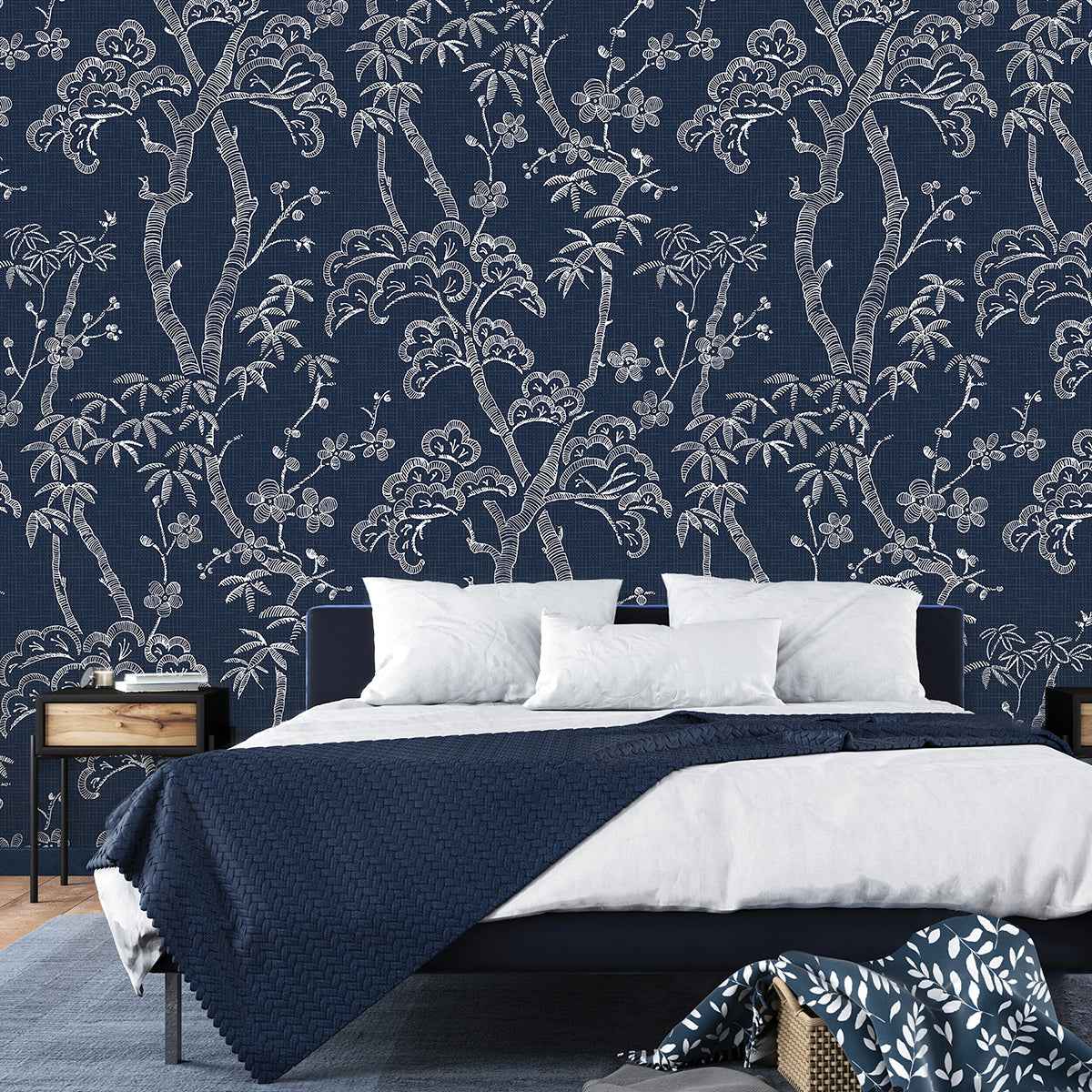 Storybook Forest Denim Blue Wall Mural - York Wallcoverings - ASTM3920 - York Wallcoverings Wallpaper