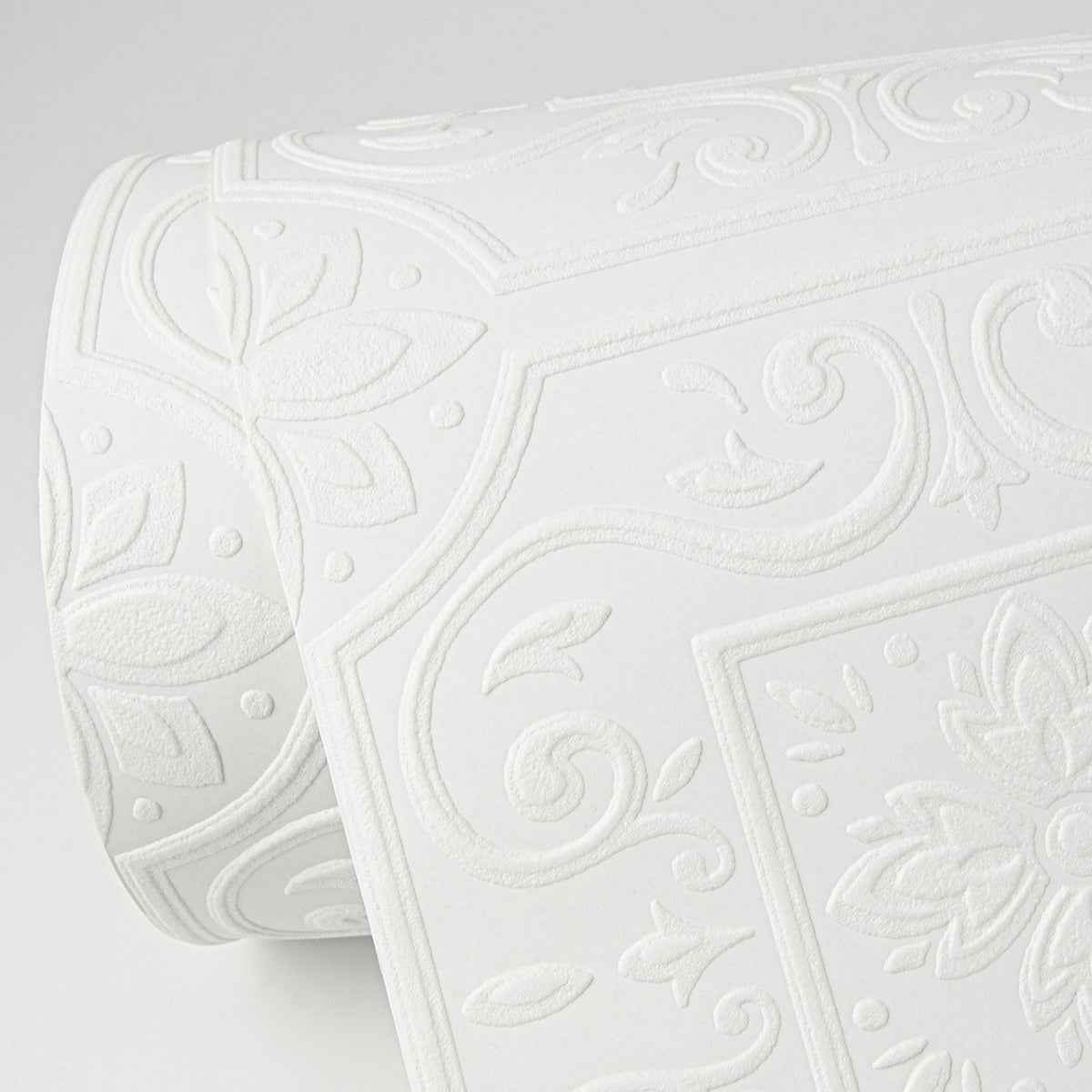 Ibold White Tin Ceiling Scroll Paintable Wallpaper - York Wallcoverings - 4000-59001 - York Wallcoverings Wallpaper