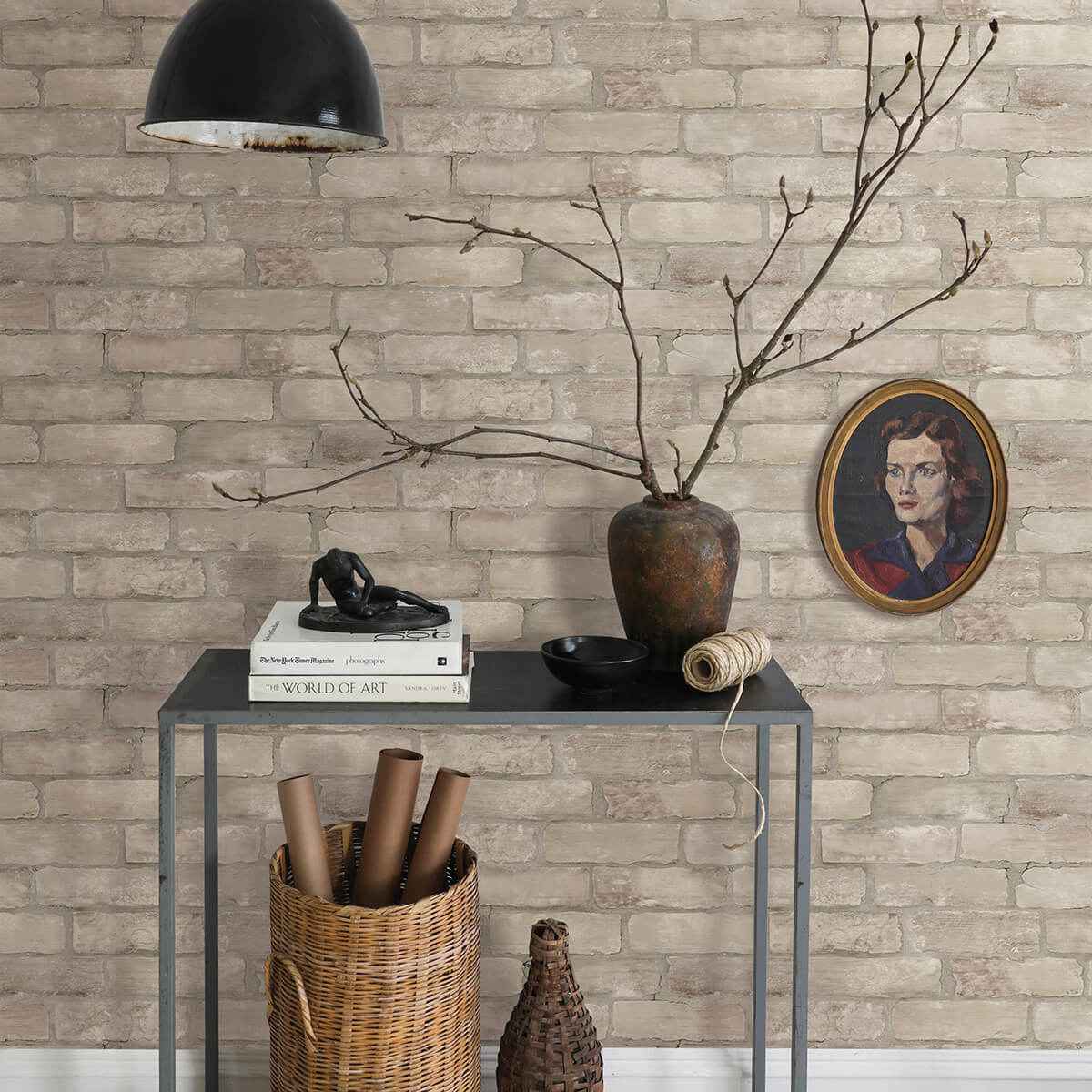 Limewashed Bone Weathered Brick Wallpaper - York Wallcoverings - AST4076 - York Wallcoverings Wallpaper