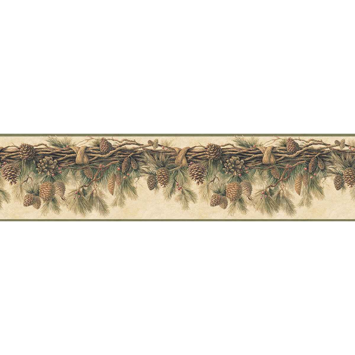 Coulter Olive Pinecone Forest Wallpaper - York Wallcoverings - 3123-01391