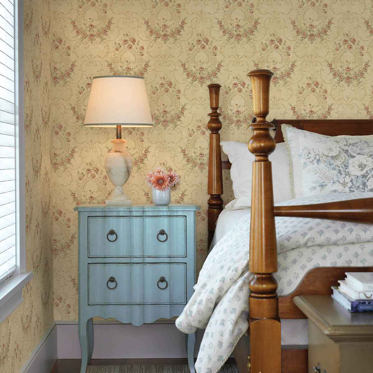 Georgiana Red Tearose Wallpaper - York Wallcoverings - 3123-02124 - York Wallcoverings Wallpaper