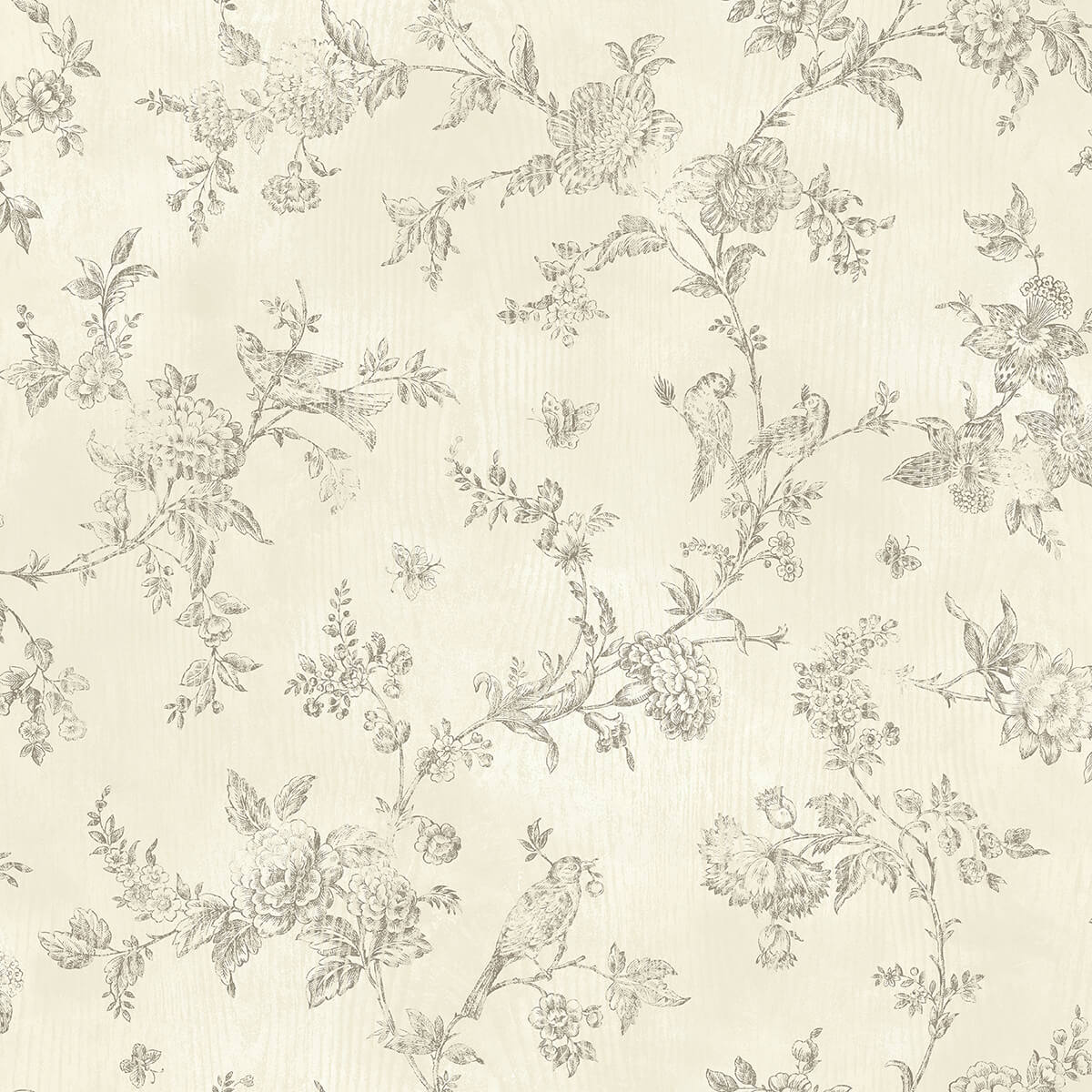 french-nightingale-brown-trail-wallpaper-york-wallcoverings-3123-02193 - York Wallcoverings Papel pintado