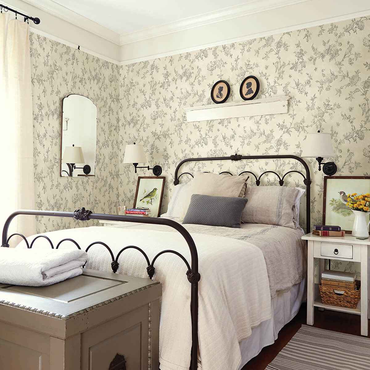 French Nightingale Brown Trail Wallpaper - York Wallcoverings - 3123-02193 - York Wallcoverings Wallpaper