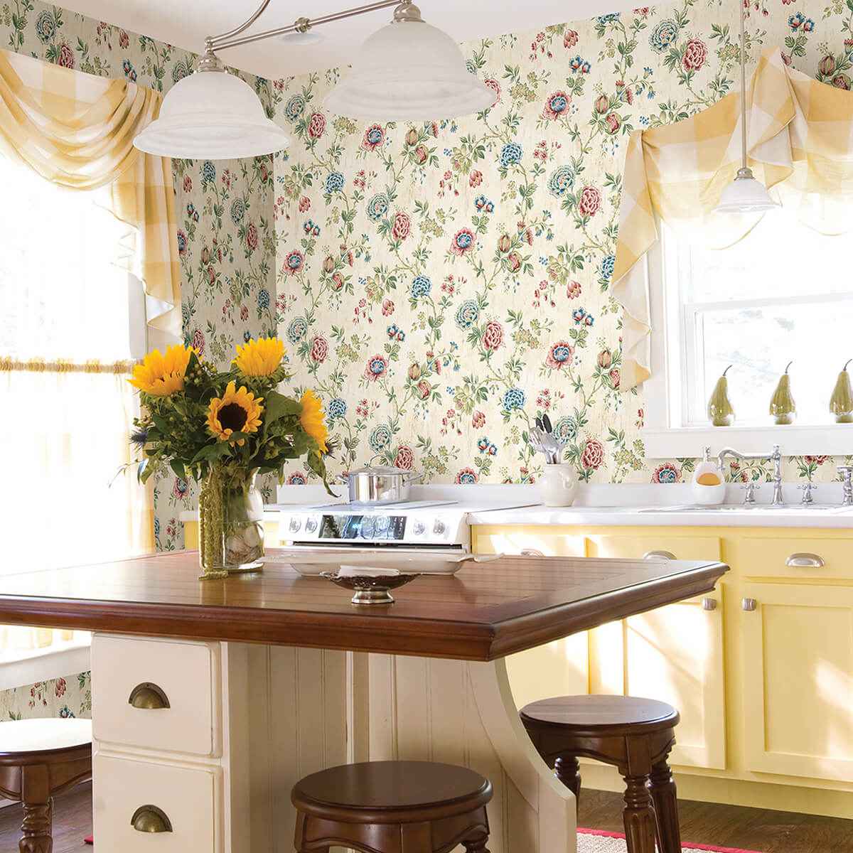 Chrysanthemum Multicolor Jacobean Wallpaper - York Wallcoverings - 3123-02211 - York Wallcoverings Wallpaper