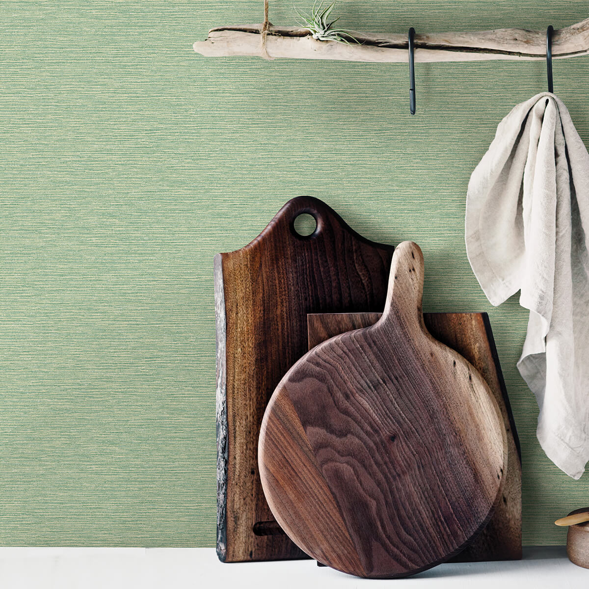 gump-green-faux-grasscloth-wallpaper-york-wallcoverings-3123-10204 - York Wallcoverings Papel pintado