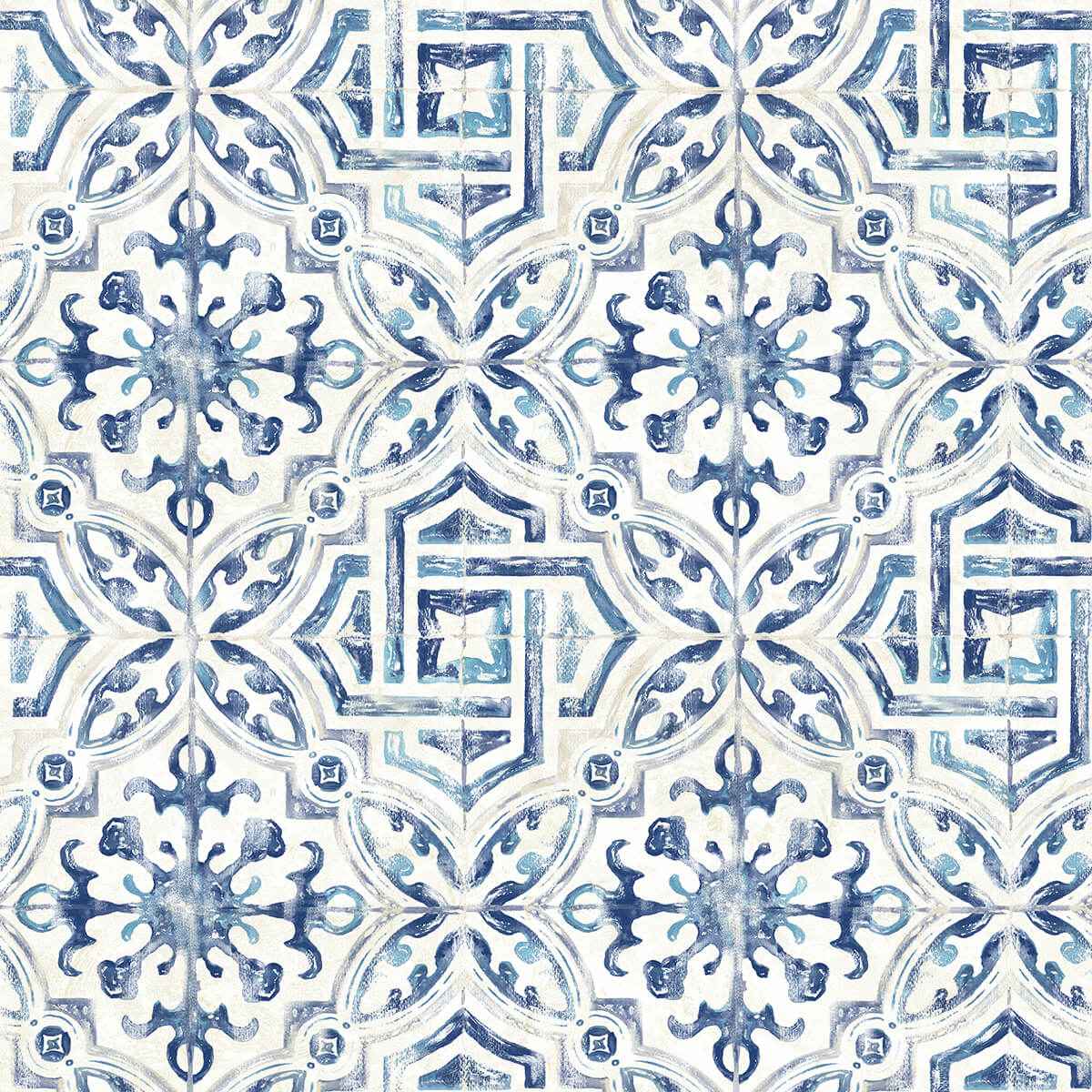 Sonoma Blue Spanish Tile Wallpaper - York Wallcoverings - 3123-12332 - York Wallcoverings Wallpaper
