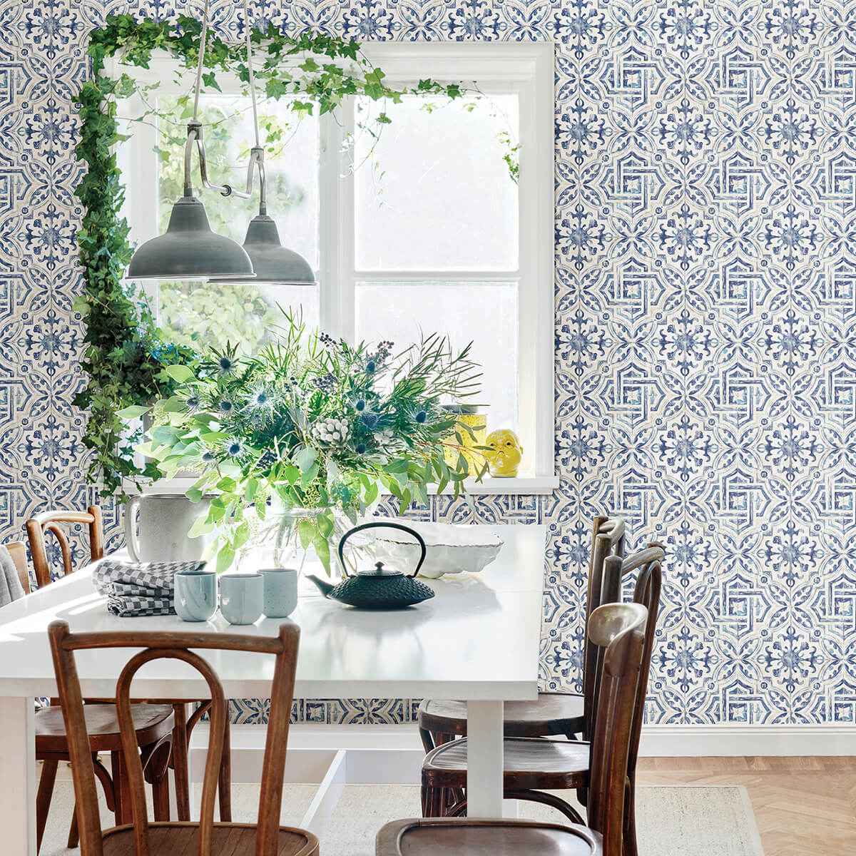 Sonoma Blue Spanish Tile Wallpaper - York Wallcoverings - 3123-12332 - York Wallcoverings Wallpaper