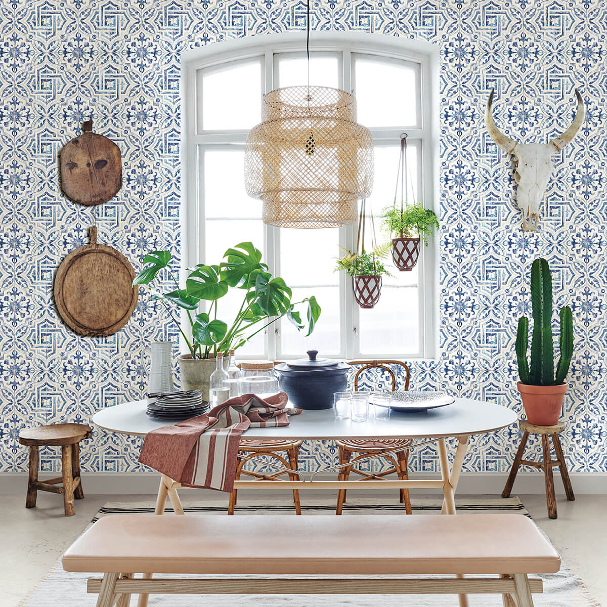 sonoma-blue-spanish-tile-wallpaper-york-wallcoverings-3123-12332 - York Wallcoverings Papel pintado