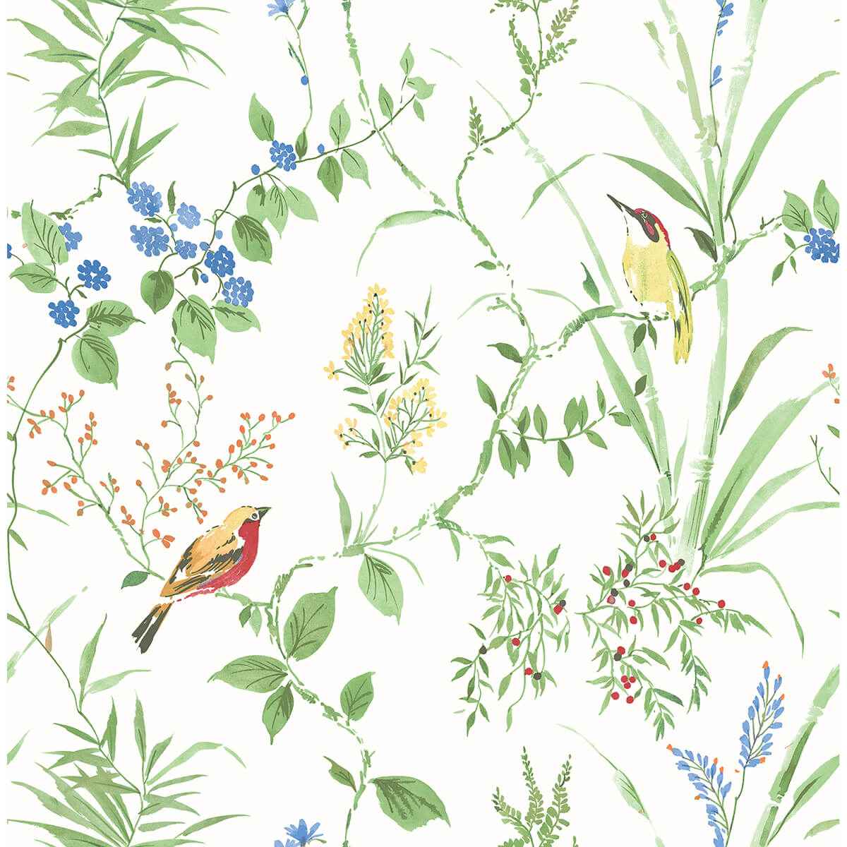 Imperial Garden Multicolor Botanical Wallpaper - York Wallcoverings - 3123-24173