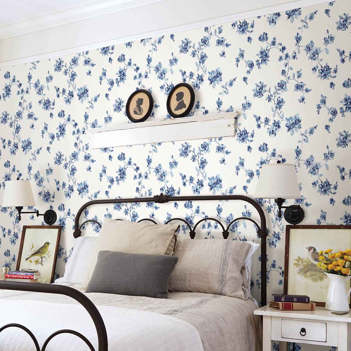 Cyrus Blueberry Festive Floral Wallpaper - York Wallcoverings - 3123-24481 - York Wallcoverings Wallpaper